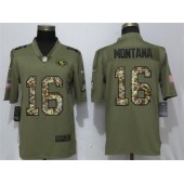 San Francisco 49ers 16 Joe Montana Olive Camo Salute To Service Limited Nike NFL Men Jersey