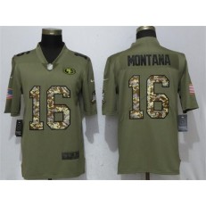 San Francisco 49ers 16 Joe Montana Olive Camo Salute To Service Limited Nike NFL Men Jersey