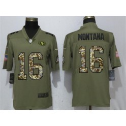 San Francisco 49ers 16 Joe Montana Olive Camo Salute To Service Limited Nike NFL Men Jersey