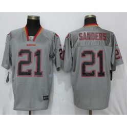 San Francisco 49ers 21 Deion Sanders Gray Lights Out Elite Nike NFL Men Jersey