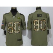 San Francisco 49ers 80 Jerry Rice Olive Camo Salute To Service Limited Nike NFL Men Jersey
