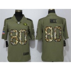 San Francisco 49ers 80 Jerry Rice Olive Camo Salute To Service Limited Nike NFL Men Jersey