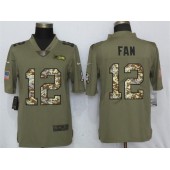 Seattle Seahawks 12 Fan Olive Camo Salute To Service Limited Nike NFL Men Jersey