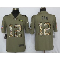 Seattle Seahawks 12 Fan Olive Camo Salute To Service Limited Nike NFL Men Jersey