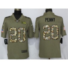 Seattle Seahawks 20 Rashaad Penny Olive Camo Salute To Service Limited Nike NFL Men Jersey