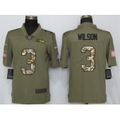 Seattle Seahawks 3 Russell Wilson Olive Camo Salute To Service Limited Nike NFL Men Jersey