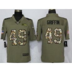 Seattle Seahawks 49 Shaquill Griffin Olive Camo Salute To Service Limited Nike NFL Men Jersey