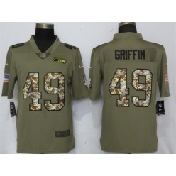Seattle Seahawks 49 Shaquill Griffin Olive Camo Salute To Service Limited Nike NFL Men Jersey