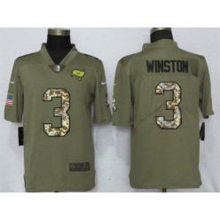 Tampa Bay Buccaneers 3 Jameis Winston Olive Camo Salute To Service Limited Nike NFL Men Jersey