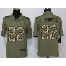 Tennessee Titans 22 Derrick Henry Olive Camo Salute To Service Limited Nike NFL Men Jersey
