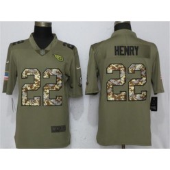 Tennessee Titans 22 Derrick Henry Olive Camo Salute To Service Limited Nike NFL Men Jersey