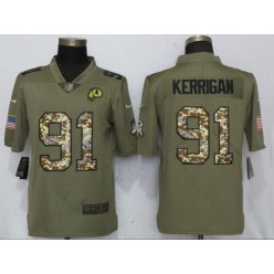 Washington Redskins 91 Ryan Kerrigan Olive Camo Salute To Service Limited Nike NFL Men Jersey