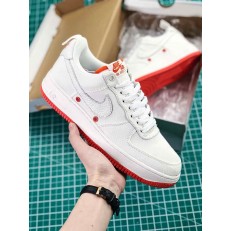 NIKE AIR FORCE 1 LOW CANVAS WHITE RED 905136-100