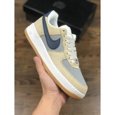 NIKE AIR FORCE 1 LOW SUEDE MUSHROOM LIGHT GREY NAVY BLUE 315111-101