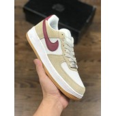 NIKE AIR FORCE 1 LOW SUEDE MUSHROOM WHITE WINE RED 315111-100