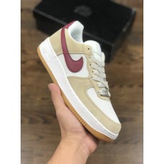 NIKE AIR FORCE 1 LOW SUEDE MUSHROOM WHITE WINE RED 315111-100