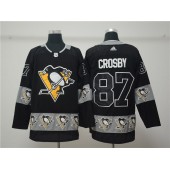 Pittsburgh Penguins 87 Sidney Crosby Black Team Logos Fashion Adidas NHL Men Jersey