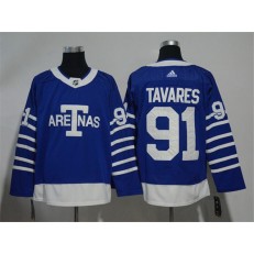 Toronto Maple Leafs 91 John Tavares Blue 1918 Arenas Throwback Adidas NHL Men Jersey