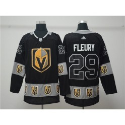 Vegas Golden Knights 29 Marc-Andre Fleury Black Team Logos Fashion Adidas NHL Men Jersey