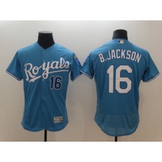 MLB Kansas City Royals 16 Bo Jackson Light Blue Flexbase Men Jersey
