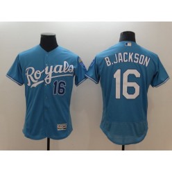 MLB Kansas City Royals 16 Bo Jackson Light Blue Flexbase Men Jersey