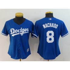 MLB Los Angeles Dodgers 8 Manny Machado Royal Cool Base Women Jersey