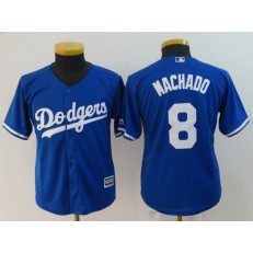 MLB Los Angeles Dodgers 8 Manny Machado Royal Cool Base Youth Jersey