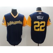 Milwaukee Brewers 22 Christian Yelich Yeli Navy 2018 Players' Weekend Authentic Team Men Jersey