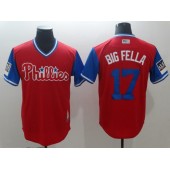 Philadelphia Phillies 17 Rhys Hoskins Big Fella Red 2018 Players' Weekend Authentic Team Men Jersey