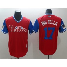 Philadelphia Phillies 17 Rhys Hoskins Big Fella Red 2018 Players' Weekend Authentic Team Men Jersey