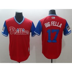 Philadelphia Phillies 17 Rhys Hoskins Big Fella Red 2018 Players' Weekend Authentic Team Men Jersey