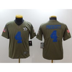 Youth Nike Dallas Cowboys #4 Dak Prescott Olive Salute To Service Limited NFL Jersey