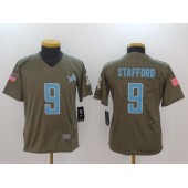 Youth Nike Detroit Lions #9 Matthew Stafford Olive Salute To Service Limited NFL Jersey