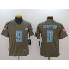 Youth Nike Detroit Lions #9 Matthew Stafford Olive Salute To Service Limited NFL Jersey