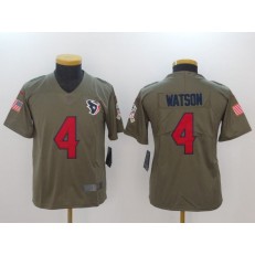 Youth Nike Houston Texans #4 Deshaun Watson Olive Salute To Service Limited NFL Jersey