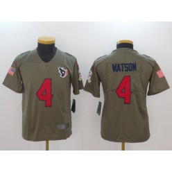 Youth Nike Houston Texans #4 Deshaun Watson Olive Salute To Service Limited NFL Jersey