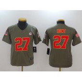 Youth Nike Kansas City Chiefs #27 Kareem Hunt Olive Salute To Service Limited NFL Jersey