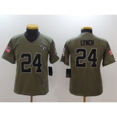 Youth Nike Oakland Raiders #24 Marshawn Lynch Olive Salute To Service Limited NFL Jersey