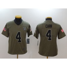 Youth Nike Oakland Raiders #4 Derek Carr Olive Salute To Service Limited NFL Jersey