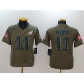 Youth Nike Philadelphia Eagles #11 Carson Wentz Olive Salute To Service Limited NFL Jersey