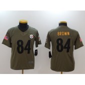 Youth Nike Pittsburgh Steelers #84 Antonio Brown Olive Salute To Service Limited NFL Jersey