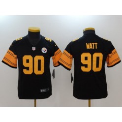 Youth Nike Pittsburgh Steelers #90 T.J. Watt Black Color Rush Limited NFL Jersey