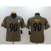 Youth Nike Pittsburgh Steelers #90 T.J. Watt Olive Salute To Service Limited NFL Jersey