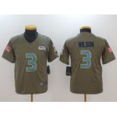 Youth Nike Seattle Seahawks #3 Russell Wilson Olive Salute To Service Limited NFL Jersey