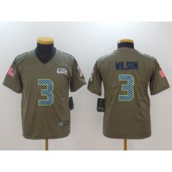 Youth Nike Seattle Seahawks #3 Russell Wilson Olive Salute To Service Limited NFL Jersey