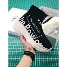 BALENCIAGA KNIT SPEED TRAINER SNEAKERS PRINTED POWER OF DREAMS BLACK