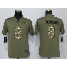 Women Nike Baltimore Ravens #8 Lamar Jackson Olive Camo Salute To Service Limited NFL Jersey