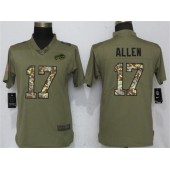 Women Nike Buffalo Bills #17 Josh Allen Olive Camo Salute To Service Limited NFL Jersey