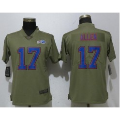 Women Nike Buffalo Bills #17 Josh Allen Olive Salute To Service Limited NFL Jersey