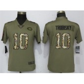 Women Nike Chicago Bears #10 Mitchell Trubisky Olive Camo Salute To Service Limited NFL Jersey